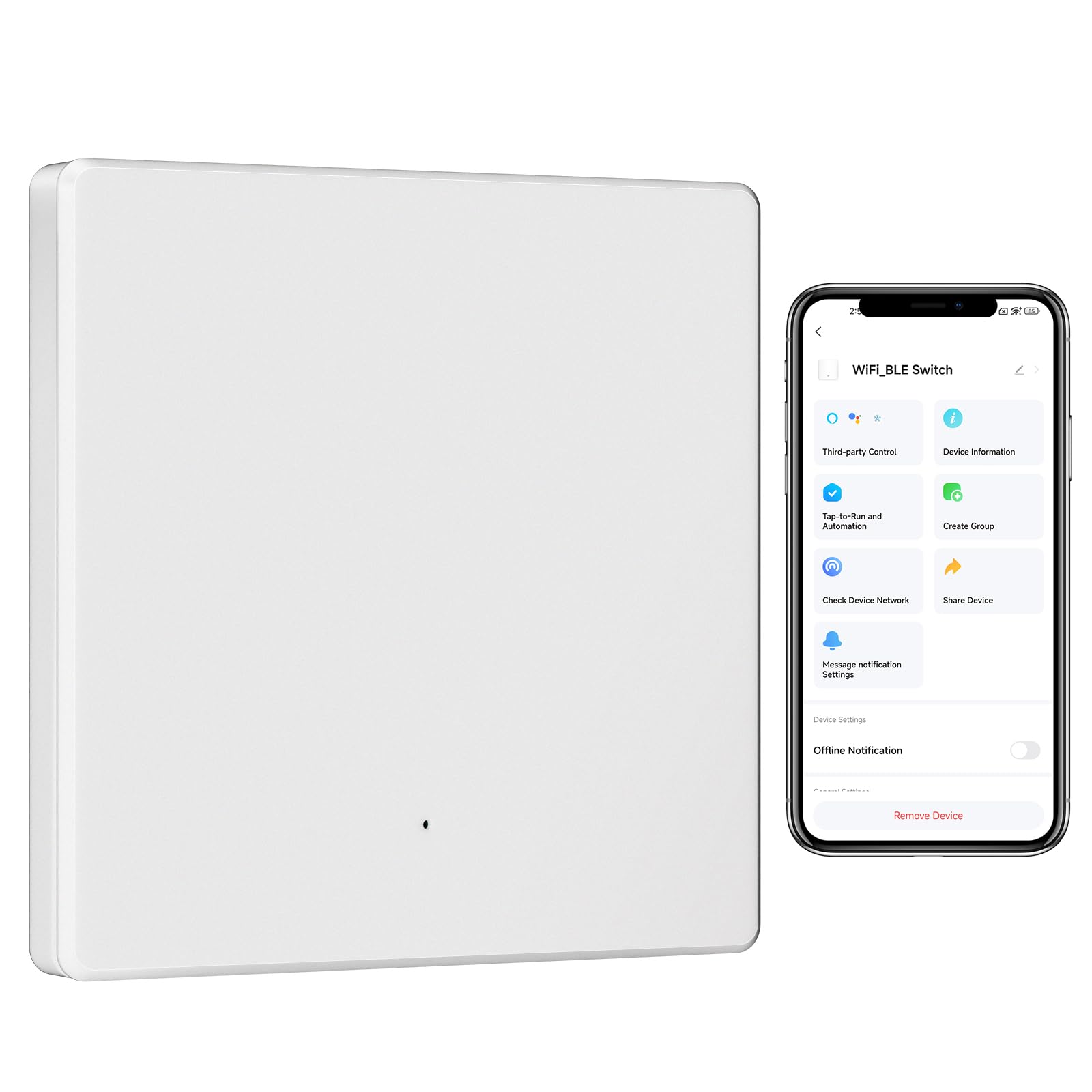 BSEED Smart Light Switches 1 Gang,Alexa Light Switch 1 Way/2 Way or Multi-Way Control by SmartLife APP,Work with Alexa and Google Home,Ultra-Thin,2.4GHz,White(Neutral Wire Required) — image 1