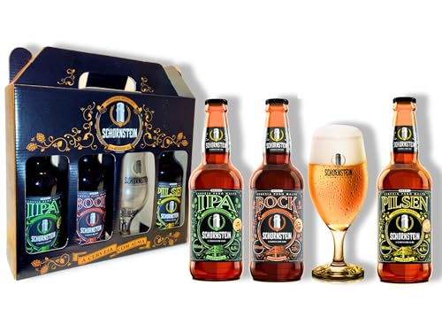Kit de Cerveja Artesanal para Presente - Schornstein 3 Garrafas 500 ml + Taça 350 ml