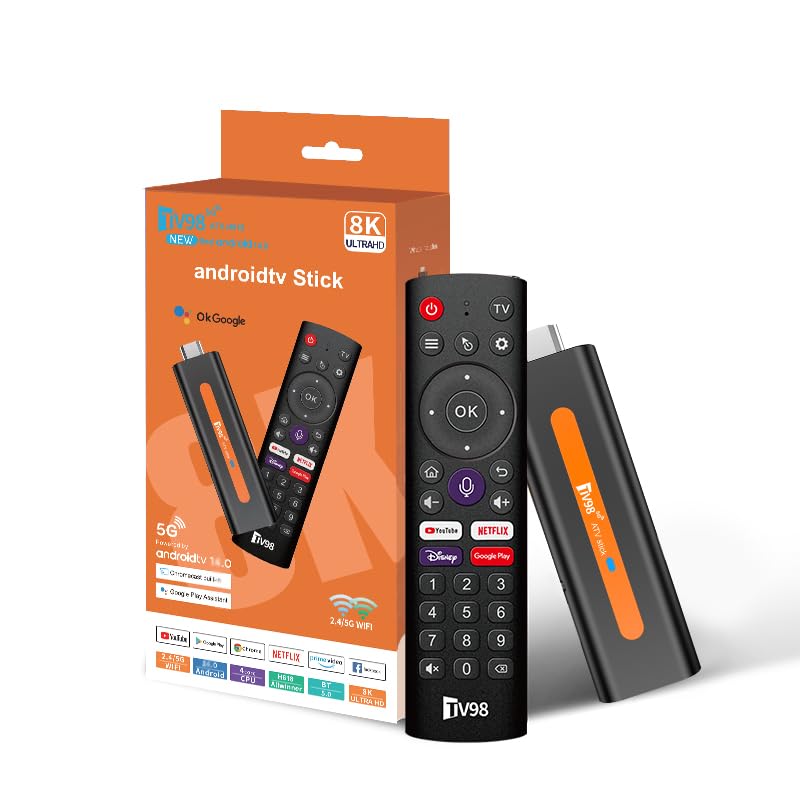 Android TV Stick H618 4K/8K Mini Smart TV Box 2GB RAM 16GB ROM Quad-Core 64bit WiFi5 Dual 2.4G/5G WiFi HDR10+ Ultra USB HD Smart TV Stick Box Streaming Media