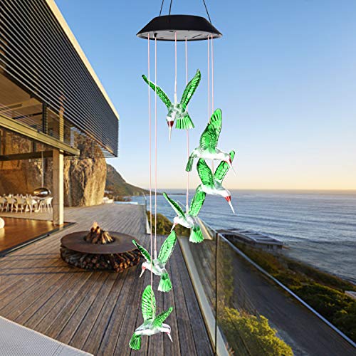 Six Foxes 12121 Wind Chime, Solar Hummingbird Wind Chimes Outdoor/Indoor thumb #4