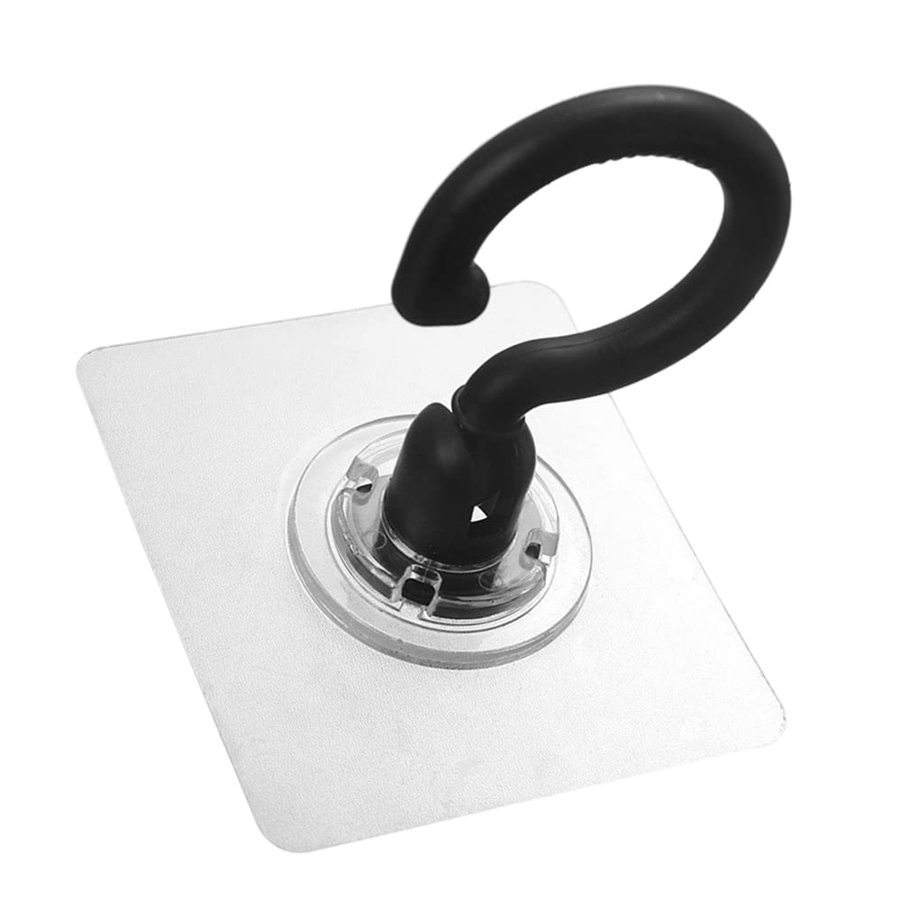 WOVEBIUS Wall-Mount Rotary Hook Ceiling Cabinet Bathroom Storage Hanger Household Stick-on Shower Towel Coat Organizer Accessories Black