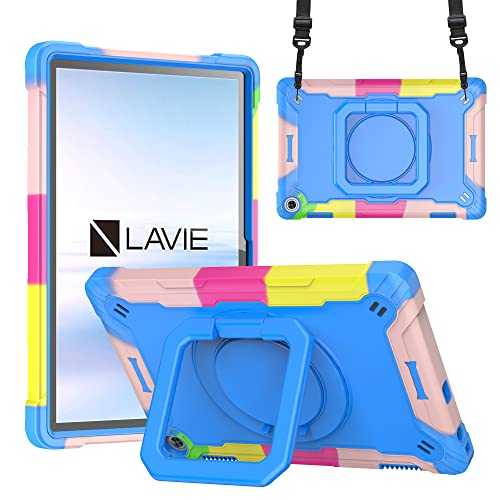 Doo�Ή� LAVIE Tab 10FHD3 10.1�C���`�p �P�[�X �ϏՌ� 360�x��]�X�^���h �莝���֗̕��� ���|���X�g���b�v�t�� | LAVIE Tab T10 (PC-T1055EAS,PC-TAB10F02)�K�p �P�[�X �n���h���t�� �g�ѕ�