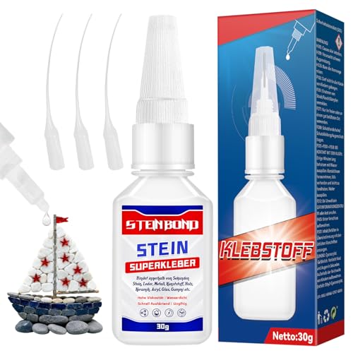 prowithlin Colle pour Pierre 30g, Colle Marbre Rapide et Transparente avec 3 Applicateurs, Étanche et Forte pour Granit, Céramique, Bois et Verre