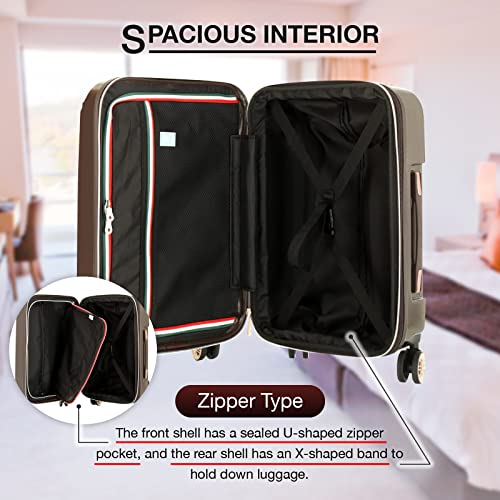 LEGEND WALKER Hardside Expandable Zipper Luggage, Carry-On, 21-inch, Rose Gold, 5122-48-RGD4