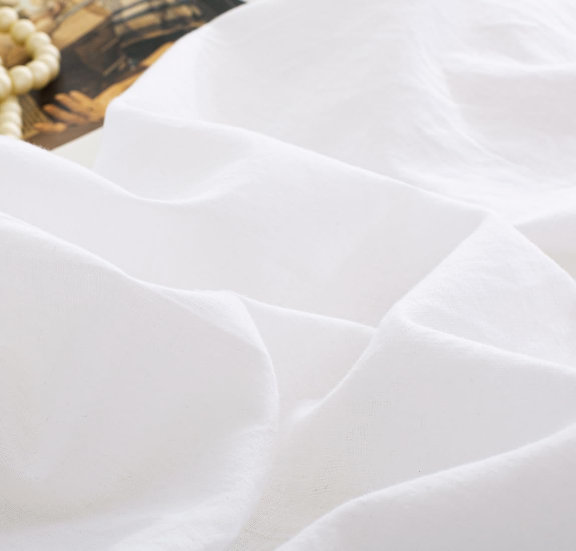 TUMEI 100% Linen King Pillow Cases(35.83"×20.08") - Set of 2 King Size Bed Pillow Cover Washed Solid Color Natural Flax Soft Breathable,White King