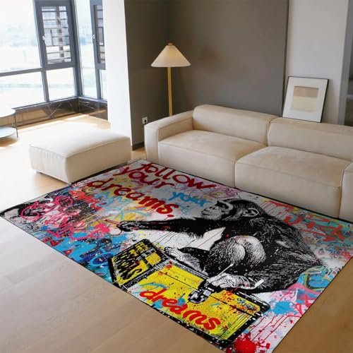 Tapis graffiti 100x150 cm design singe de salon - 3
