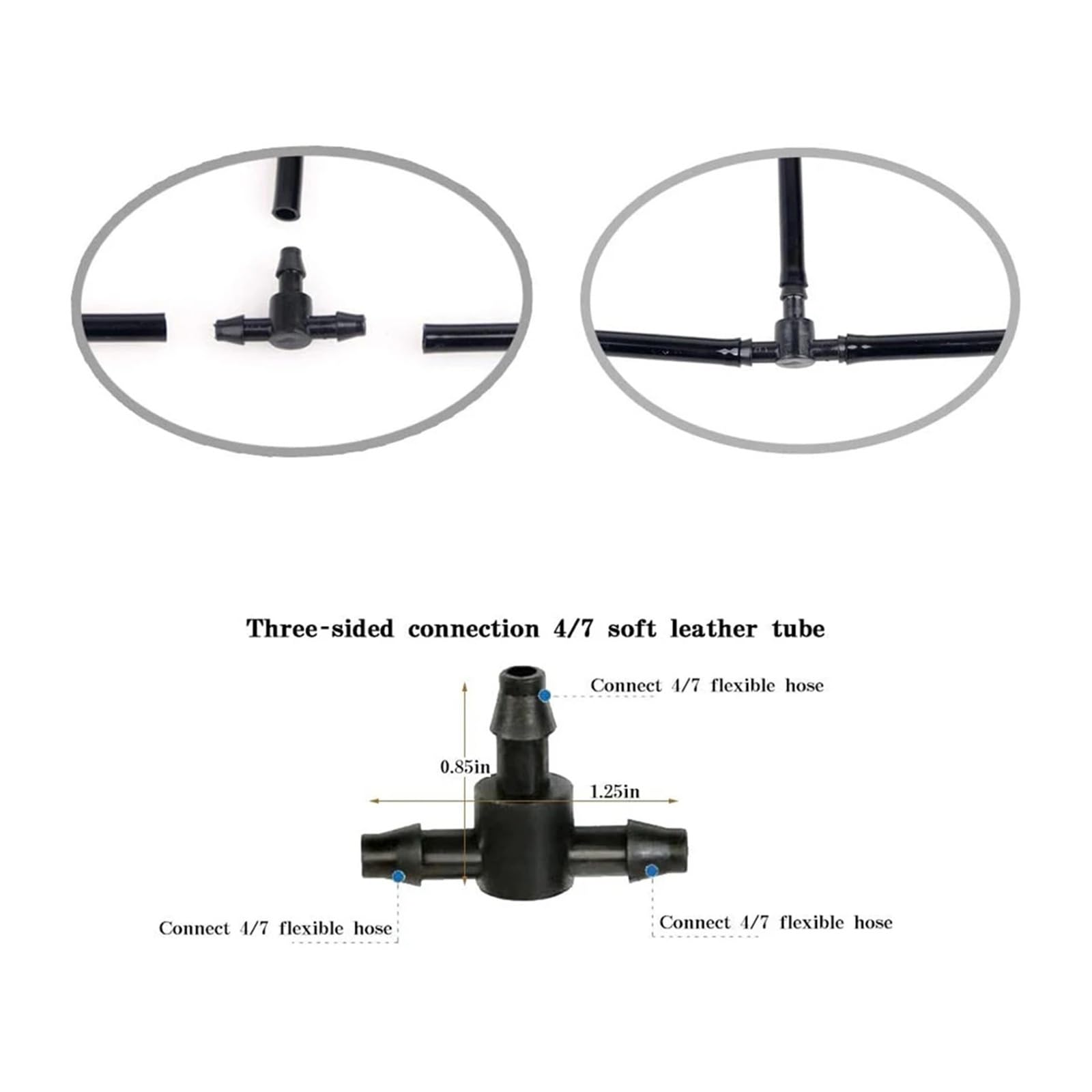 Conector de Manguera de riego por Goteo de Tres vías, Conector de púas, Apto for Sistemas de riego por aspersión, tuberías de 4 mm/7 mm.(500 PCS)