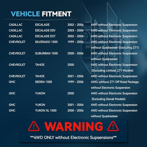 Image of Detroit Axle - 4WD Rear 2pc Shock Absorbers for 1999-2006 Chevy Silverado 1500 GMC Sierra 1500, Suburban Yukon XL 1500 Tahoe Escalade ESV EXT [w /o Electronic Suspension] 2 Shock Absorbers Pair Set