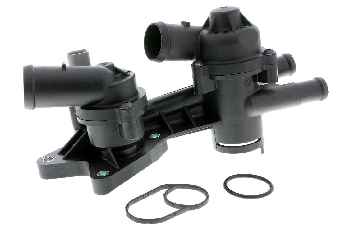 VEMO Kühlwasserthermostat Kühlmittelthermostat mit Gehäuse mit Dichtung mit Sensor Öffnungstemperatur 80–95°C