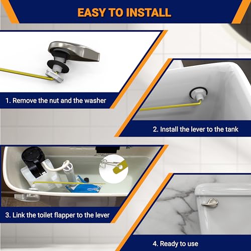 Image of Front Mount Toilet Handle Replacement, Compatible with American Standard, Kohler, TOTO, Gerber and Most Front Mount Toilet Tanks - Nickel Finish