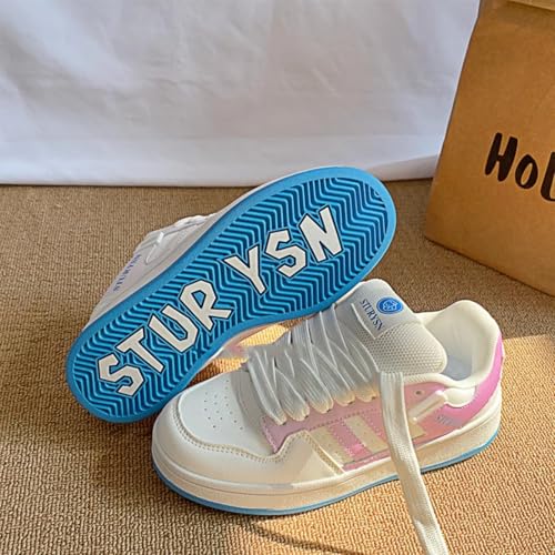Trendy PU Leather Sneakers with Blue Sole Stur ysn Comfortable Lightweight Casual Shoes Women Stylish Everyday Flats2