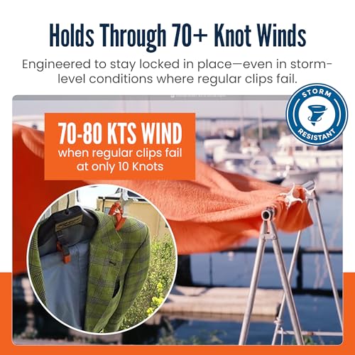 Pinces à linge anti-tempête verrouillables FIXCLIP orange pour accessoires de bateau - 3