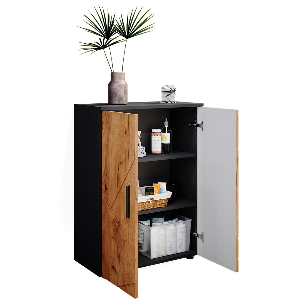 Vicco Midischrank Irma, Anthrazit/Goldkraft Eiche, 60 x 81 cm, zur Aufbewahrung im Bad und kombinierbar mit Irma-Serie
