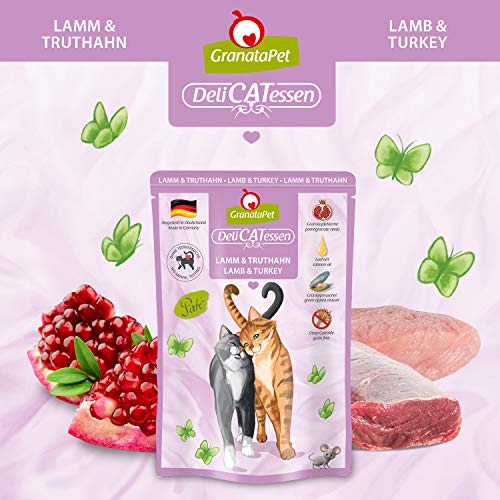 GranataPet DeliCatessen Multipack 3 ohne Fisch, Nassfutter für Katzen im Probierpaket, Alleinfuttermittel ohne Getreide, Katzenfutter mit hohem Fleischanteil & hochwertigen Ölen, 6 x 85