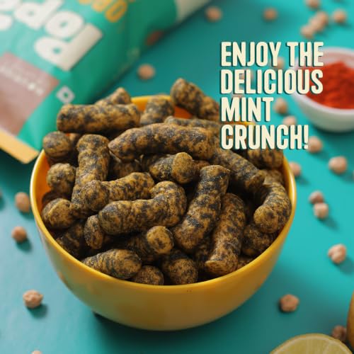 Image of Nourish Organics Spicy Mint Protein Puffs | 12g Plant Protein per Pack | Baked, Not Fried | Made with Chickpea, Brown Rice & Maize | No Maida, No Palm Oil | Gluten-Free Crunchy Snack with Pudina Masala Twist | 60g (Pack of 4)