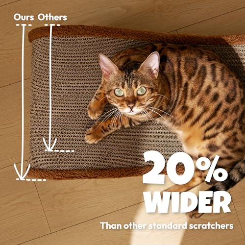 Pet JoJo Cloud Lounge Cat Scratching Pad, Reversible Scratch Board with Natural Curves for Freestyle Scratching & Ergonomic Support, Extra Wide Cat Bed for Large Cats, Premium Cardboard & Cozy Fabric — view 6