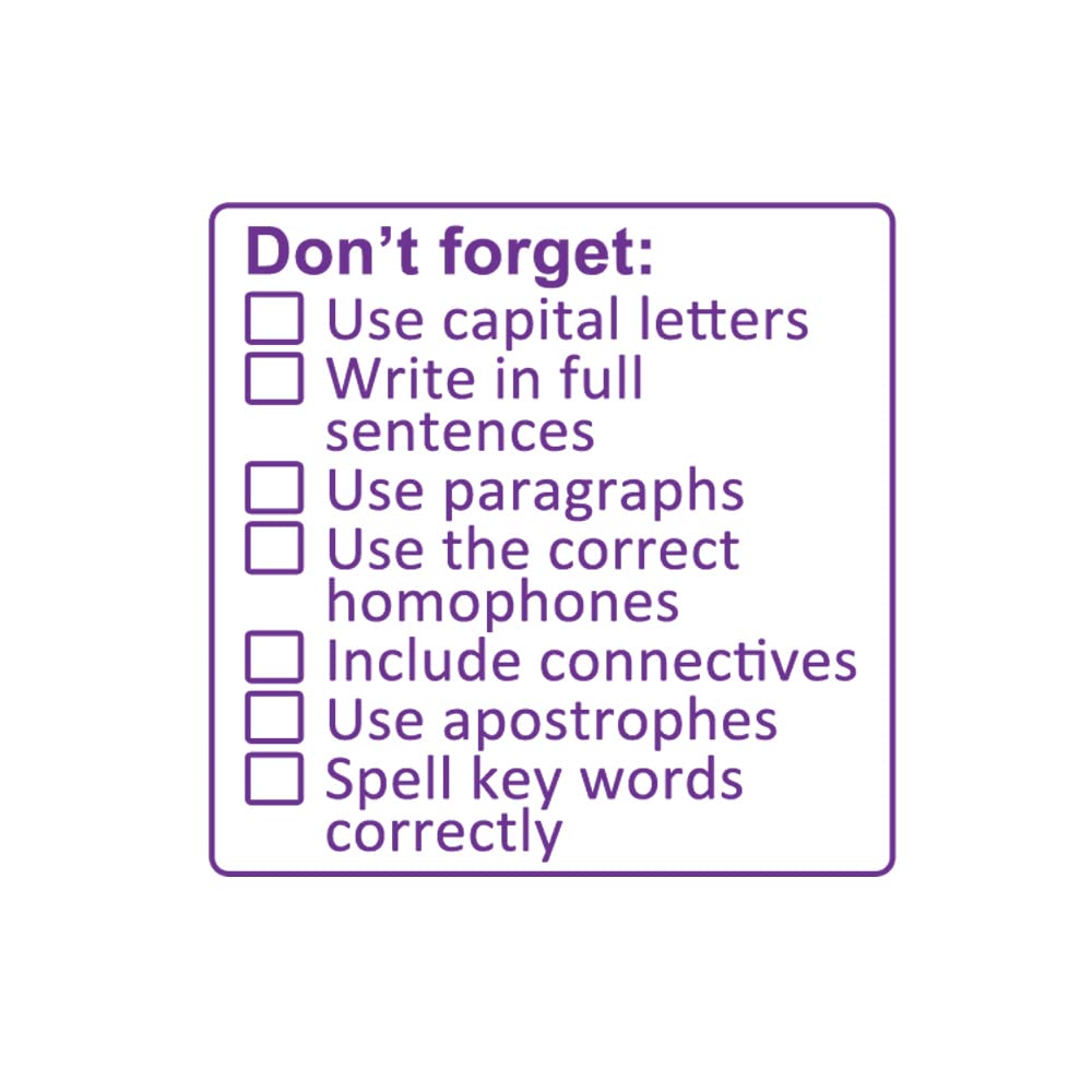 Grammar & Punctuation Marking Checklist Stamp Self-inking Teacher Stamp 5x5cm (Violet)