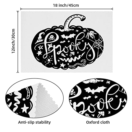 Sets de table en tissu Halloween : lot de 4 protections de table chics motif citrouille - 5