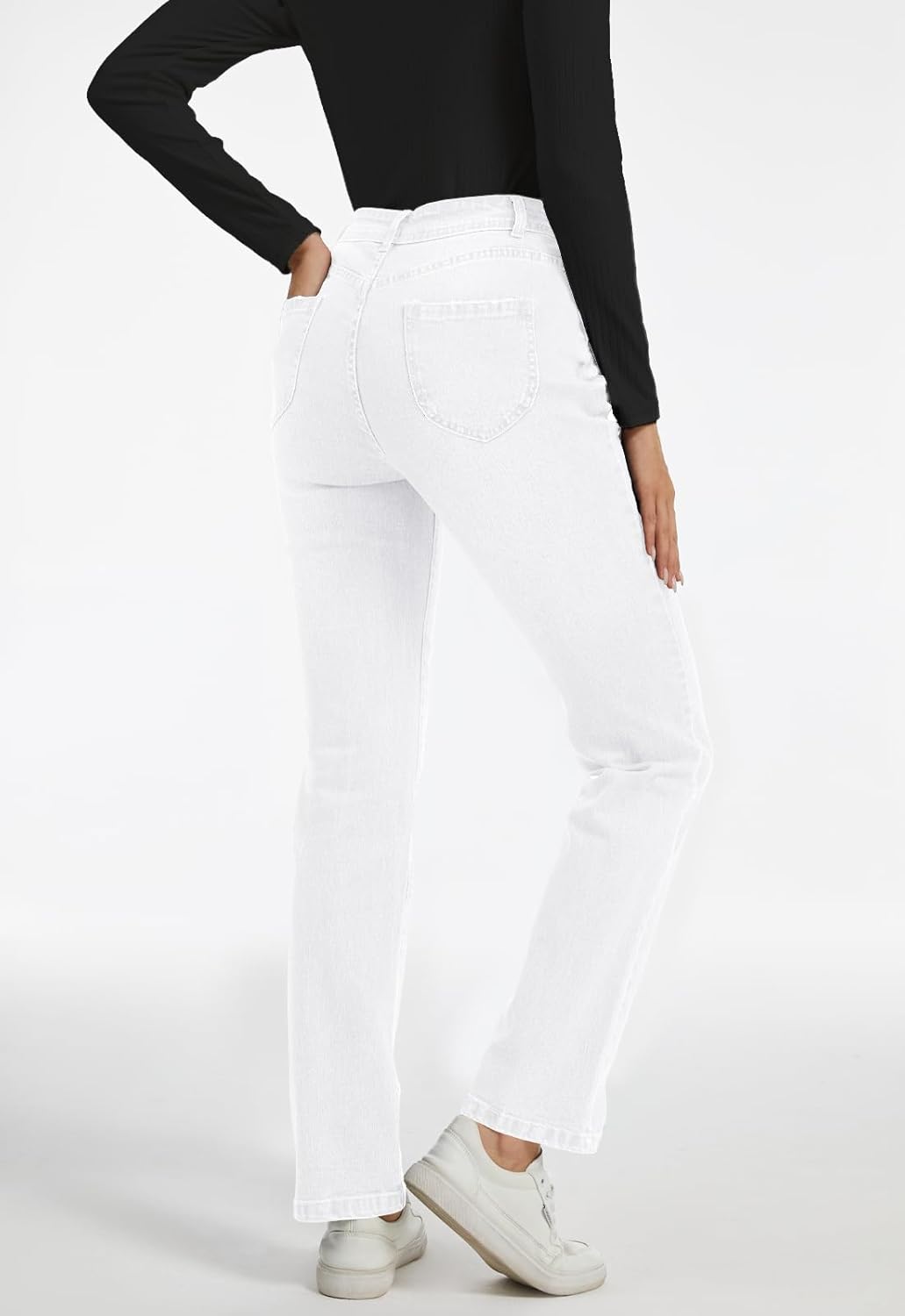 Metietila Womens Classic Jeans Stretchy Straight Leg Mid Rise Denim Pants