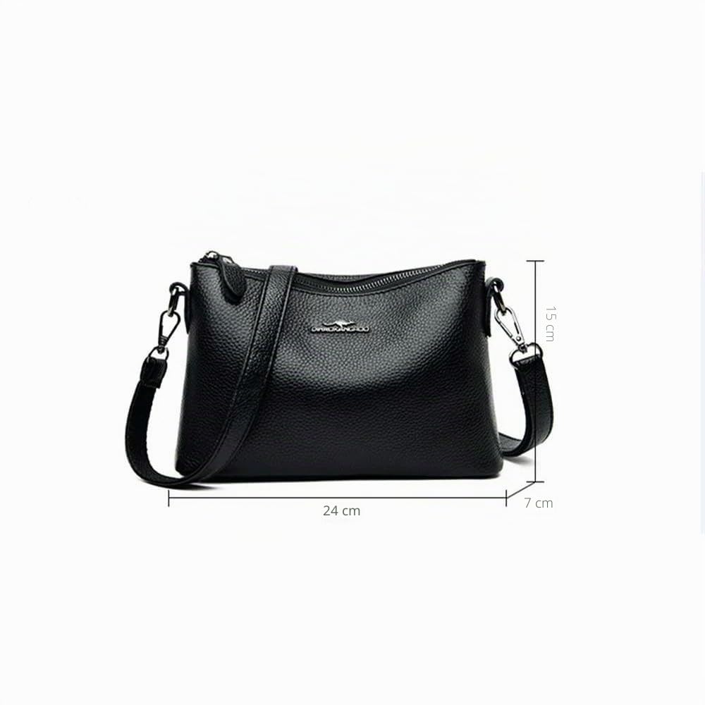 ZBDZSW Bolso de Mano de Piel de Vaca auténtica Bolso de Mano de Cuero de diseñador para Mujer Bolso Bandolera de Gran Capacidad Black