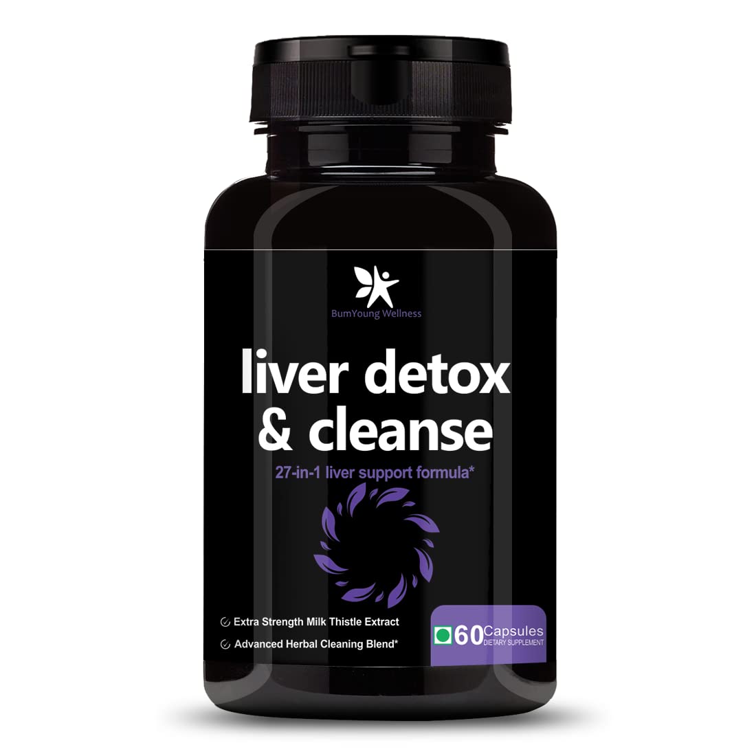 BumYoun Wellness Liver Detox & Cleanse with Milk Thistle Extract 400mg For Natural Protection Against Fatty Liver | Premium Liver Health Formula Supplement 60 veg Capsules