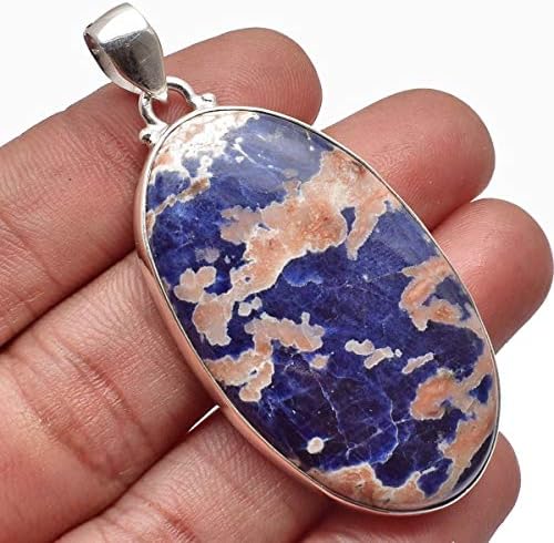 Natural Sodalite Gemstone 925 Sterling Silver Handmade Pendant For Women & Men image 5