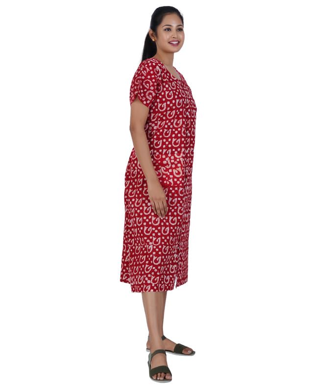 Image of MENMAII Women's [L- 4XL] Full Open /Front Buttoned [a Kind of Adaptive Clothing] Multipurpose Nighty for Maternity /Pregnancy /Elderly /Patient /Feeding /Hospital Purpose Nighty Calf Length