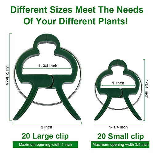 Monstake 40PCS Plant Support Clips for Gardening, Gentle Plant and Flower Clamps, Perfect Supporting Climbing Vines, Stalks, Stems Grow Upright Trellis Clip