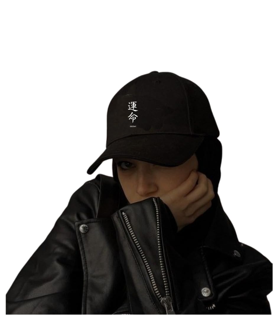 vespberry Japanese Printed Cotton Baseball Cap for Men & Women | Adjustable Unisex Cap with Metal Buckle Strap Black-picture-26