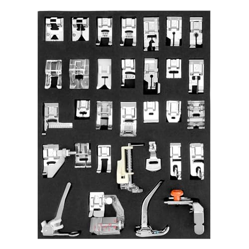 QWORK® 32 Piezas prensatelas para máquina de Coser Apto para máquinas de Coser con Sistema de vástago bajo