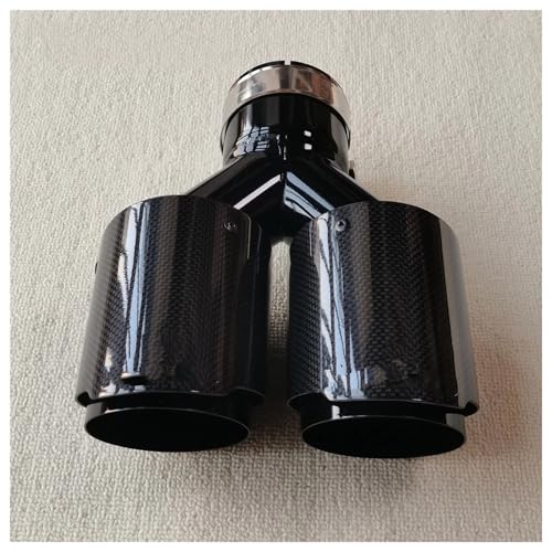 Tuyau d'échappement universel double embout carbone noir brillant avec silencieux 70mm 101mm