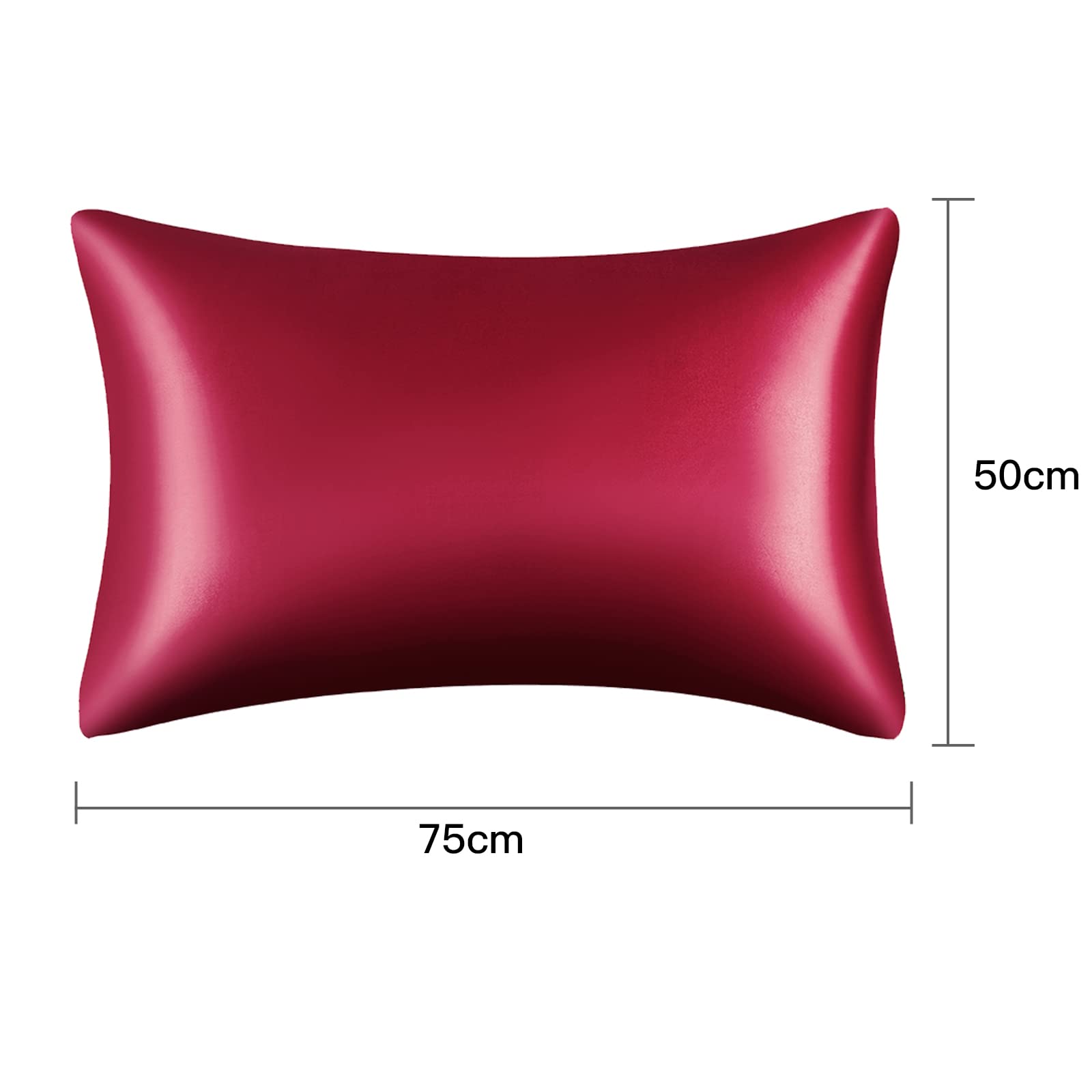 Federe In Raso Di Seta 50x75cm - Confezione Da 2, Bordeaux, Per Capelli E Pelle - Foto 3