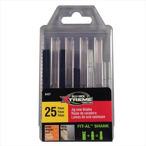 Disston 6437 Blu-MOL Xtreme Wood & Metal Cutting Carbon-Bi-Metal Fit-Al Jig Saw Set, 25 Pieces