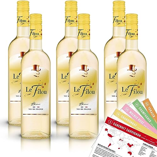 Le Sweet Filou Blanc lieblich sortenreines Weinpaket + VINOX Winecards (6x0 75l)