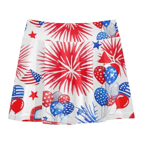Toddler Tennis Skirts Vintage Red Truck 4th of July Athletic Shorts Girls Skorts Uniform Flowy Skirt 4t