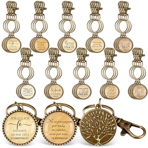 Image of 30 Pcs Spanish Christian Gift for Woman Spanish Bible Verse Keychain Scripture Quote Inspirational Gift for Women