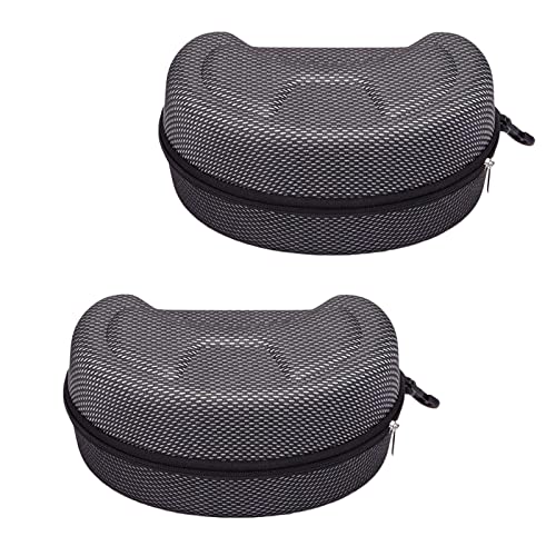 SUNTRADE Large Hard Sports Glasses Case, Snow Goggles Box, Sports Glasses Storage Holder, Protective Goggle Case,2pcs (Grid Black)