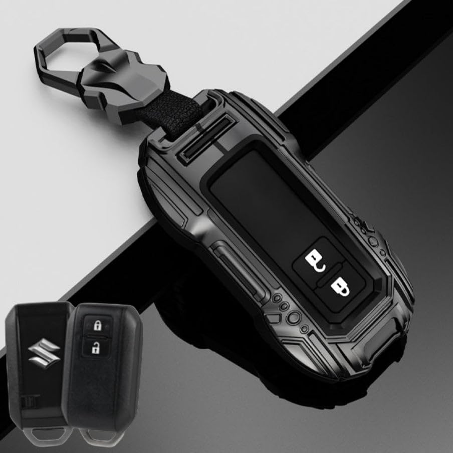 Coll of Fest Luxury Car Key Armor Metal Silicone Key Cover Compatible with Maruti Suzuki jimny Baleno Grand Vitara XL6 Swift New Brezza 2022 Ertiga Dzire 2 Button Smart Key Cover Metal Protection