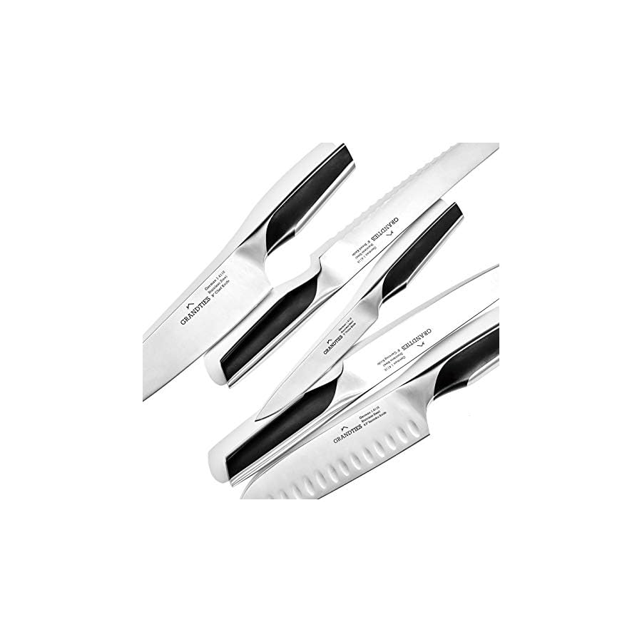 GrandTies-7-Piece-Professional-Kitchen-Knife-Set-with-Block-Kitchen-Knives-Sharpener-High-Carbon-German-Stainless-Steel-Ultra-Sharp-Chef-Knife-Set-Ergonomic-Handle-Paring-Knife-Carving GrandTies 7-Piece Professional Kitchen Knife Set with Block, Kitchen Knives Sharpener | High Carbon German Stainless Steel, Ultra Sharp Chef Knife Set, Ergonomic Handle, Paring Knife, Carving