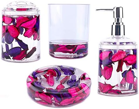 Locco Decor 4 Piece Acrylic Liquid 3D Floating Motion Bathroom Vanity Accessory Set