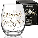 Best Friends Get Promoted To Godmother, Interesting Stemless Wine Glass Gift For Godmothers, Christmas Baby Pregnancy Announcement Gifts for Godmother Friends