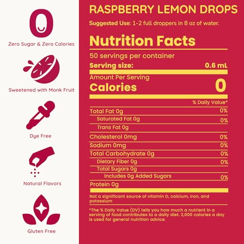 Image of Allways Drops Raspberry Lemon Water Enhancer | Sugar Free | 50 Servings