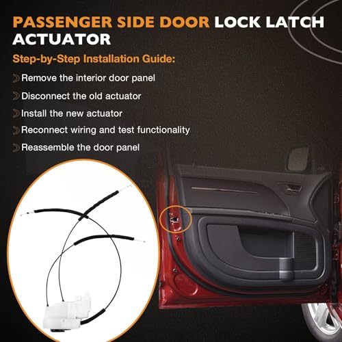 Image of Right Door Lock Actuator Compatible with Nissan Frontier, Xterra 2005-2015, Pathfinder 2005-2007, Front Passenger Side Door Lock Latch, Replace# 80500EA000, 80500ZP00A, 80500ZP70A