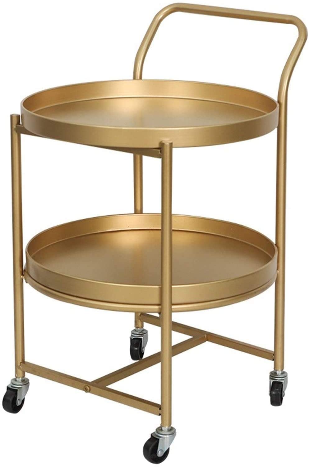OGFC 45233 Home Bar Cart Drinks Food Serving Trolleys Sideboard 2 Tier Hairdressing Trolley On Wheels Bar Cart for Home, Living - Size:63 x 40 x 40cm (Color : Gold)