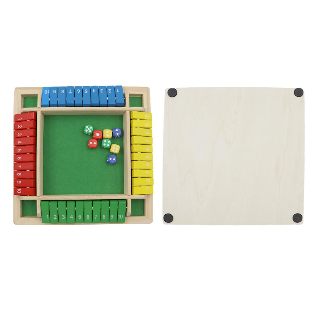 Alnicov Shut The Box Dice Game, 4 Players Wooden Board Game with 8 Dice for Adults Educational Math Number Game - Image 4