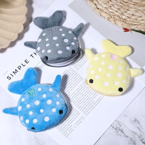 Tucnoeu 3pcs Plüsch Hai Geldbörse Mini Geldbeutel, Plüsch Tasche, Coin Purse Kinder Mini Tasche, Cartoon Münztasche mit Reißverschluss, Geschenk für Mädchen, Jungen, Kinder, Frauen