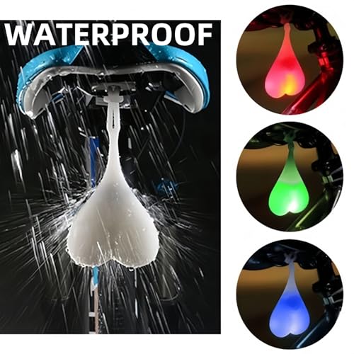Bike Balls Tail Light,Rear Bike Light,Cycling Lights for Bike,Led Heart Shaped Creative Silicone Light,Cycling Gifts for Men,Waterproof Essential Back Bike Light,Night Warning Bicycle Rear Li-ght,Red - Image 7