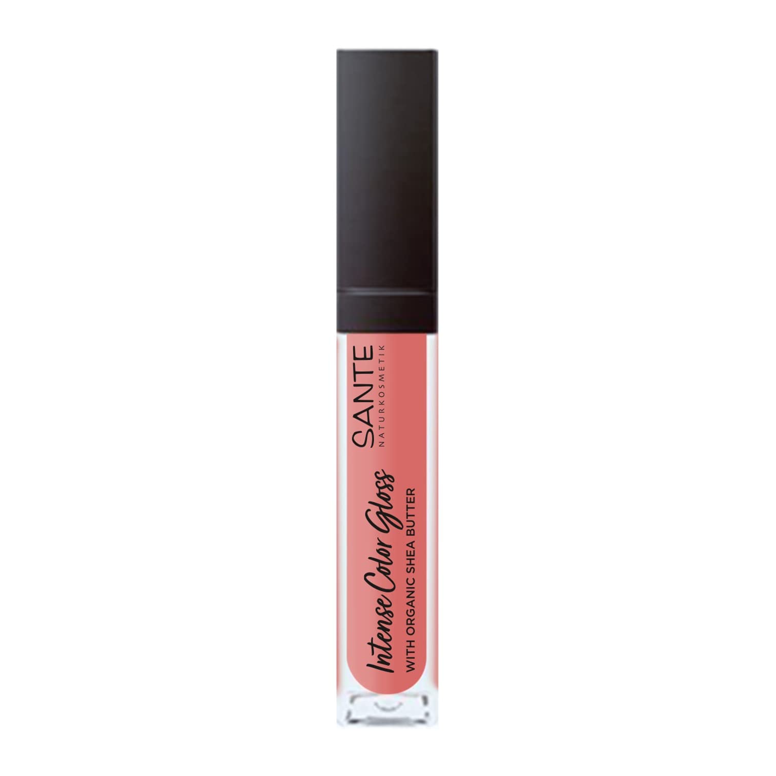 Sante Naturkosmetik Naturalny błyszczyk do ust z błyszczącym wykończeniem, z masłem shea do zadbanych ust, Intense Color Gloss, nr 04 Sparkling Coral, 1 x 5,3 ml