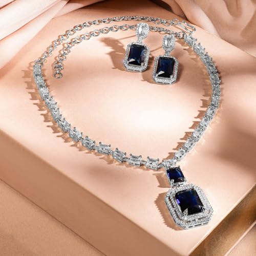 Image of Rubans Necklace Set American Diamond Zirconia Jewellery Gift for Women & Girls