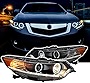 AmeriLite for 2009-2014 Acura TSX [HID Type] Xtreme LED Halo Rings Projector Black Headlights Set - Driver and Passenger Side